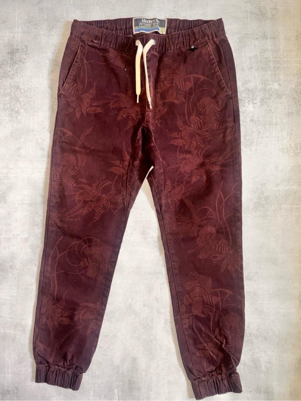 Modern Amusement Maroon Tonal Floral Joggers